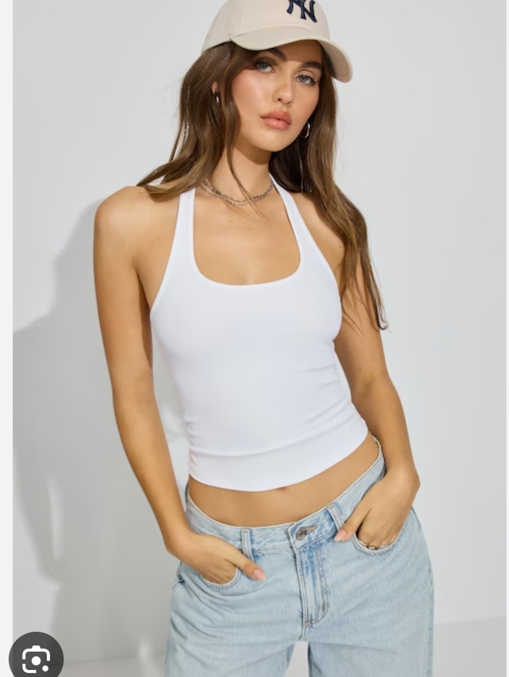 Love Charm Ladies' Pale Yellow Y2K Halter Tank Top Size Medium